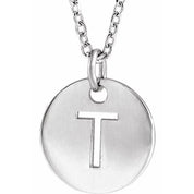 14K White Initial T 16-18" Necklace