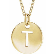 14K Yellow Gold Initial Necklace with 16-18" Adjustable Chain