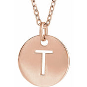 18K Rose Gold-Plated Sterling Silver Initial T 16-18" Necklace