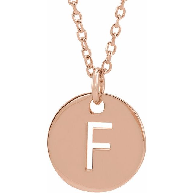 14K Rose Initial F 16-18" Necklace