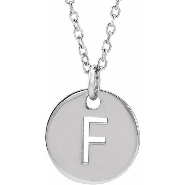 14K White Initial F 16-18" Necklace