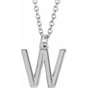 Sterling Silver Initial W Dangle 18" Necklace