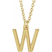 18K Yellow Gold-Plated Sterling Silver Initial W  Dangle 16" Necklace