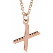 18K Rose Gold-Plated Sterling Silver Initial X  Dangle 16" Necklace