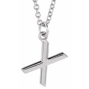 Sterling Silver Initial X Dangle 16" Necklace