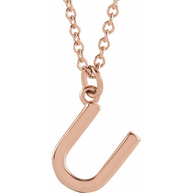 18K Rose Gold-Plated Sterling Silver Initial U  Dangle 16" Necklace