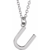 Sterling Silver Initial U Dangle 16" Necklace
