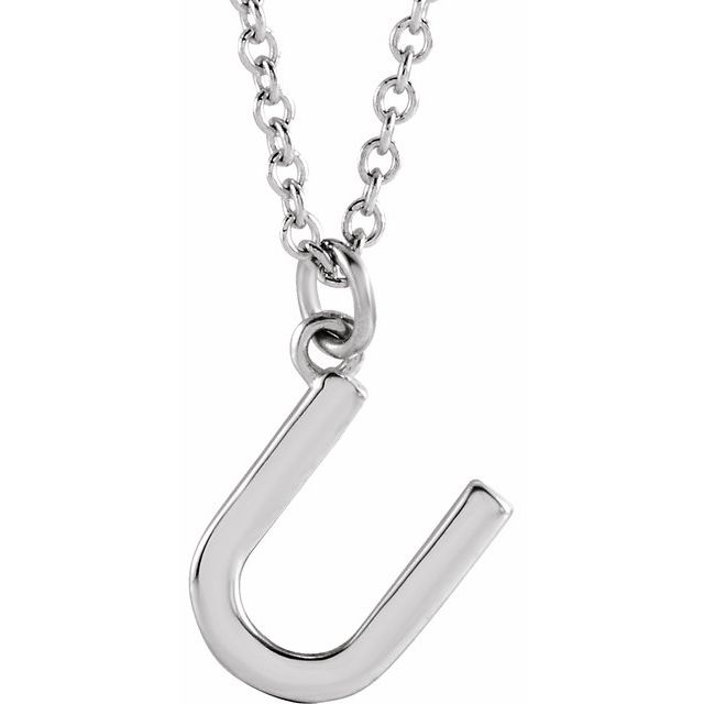 Sterling Silver Initial U Dangle 16" Necklace