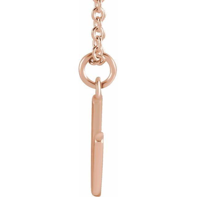 14K Rose Initial U Dangle 18" Necklace