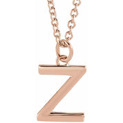14K Rose Initial Z Dangle 18" Necklace