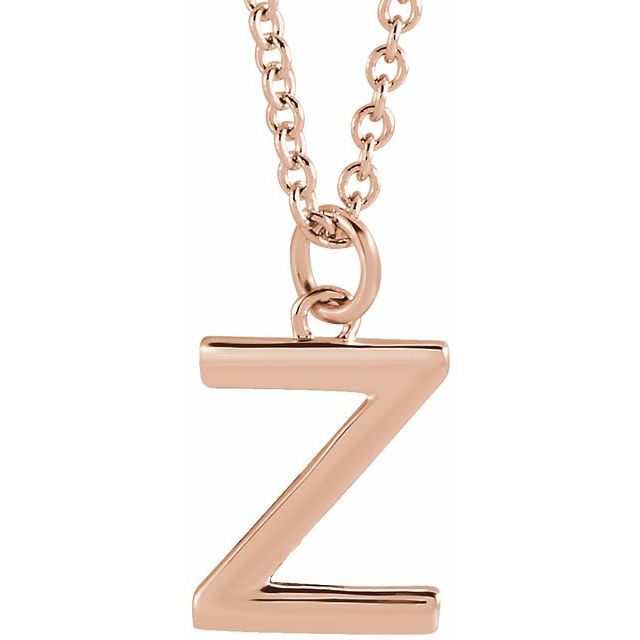 14K Rose Initial Z Dangle 18" Necklace