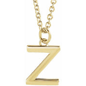 18K Yellow Gold-Plated Sterling Silver Initial Z  Dangle 16" Necklace