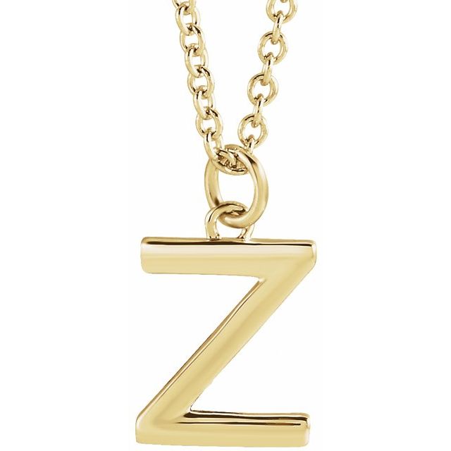 18K Yellow Gold-Plated Sterling Silver Initial Z  Dangle 16" Necklace