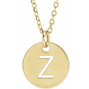14K Yellow Gold Initial Necklace with 16-18" Adjustable Chain