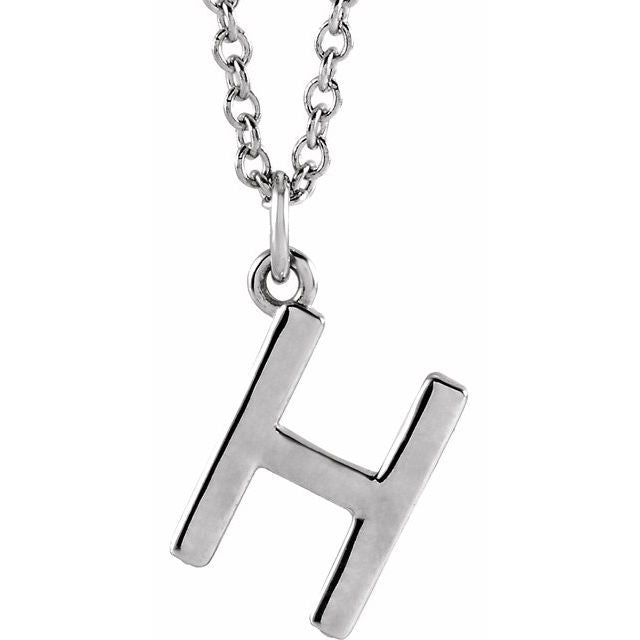 Platinum Initial H Dangle 18" Necklace