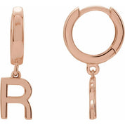 14K Gold Initial Dangle Hinged Huggie Earrings