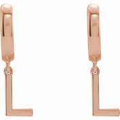 14K Gold Initial Dangle Hinged Huggie Earrings