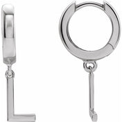 18K Initial Hinged Dangle Huggie Earrings in White and Yellow Gold