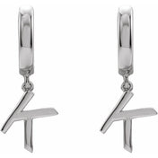 14K Gold Initial Dangle Hinged Huggie Earrings