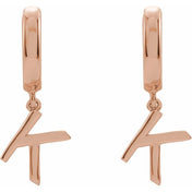 14K Gold Initial Dangle Hinged Huggie Earrings
