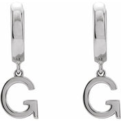 14K Gold Initial Dangle Hinged Huggie Earrings