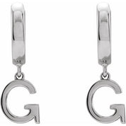 Platinum Initial G Hinged Huggie Earring