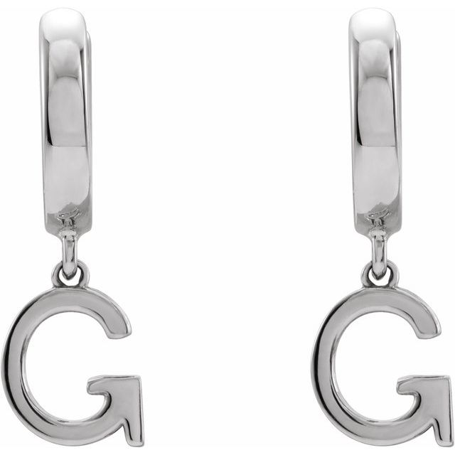 Platinum Initial G Hinged Huggie Earring