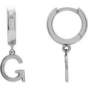 Platinum Initial G Hinged Huggie Earring