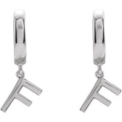 18K Initial Hinged Dangle Huggie Earrings in White and Yellow Gold