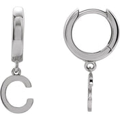 14K Gold Initial Dangle Hinged Huggie Earrings
