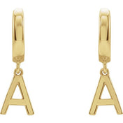 14K Gold Initial Dangle Hinged Huggie Earrings