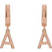 14K Gold Initial Dangle Hinged Huggie Earrings