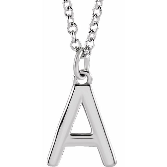 Platinum Initial A Dangle 16" Necklace