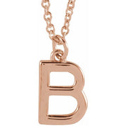 14K Rose Initial B Dangle 18" Necklace