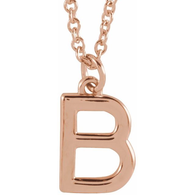 14K Rose Initial B Dangle 18" Necklace