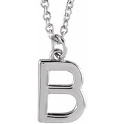 14K White Initial B Dangle 18" Necklace