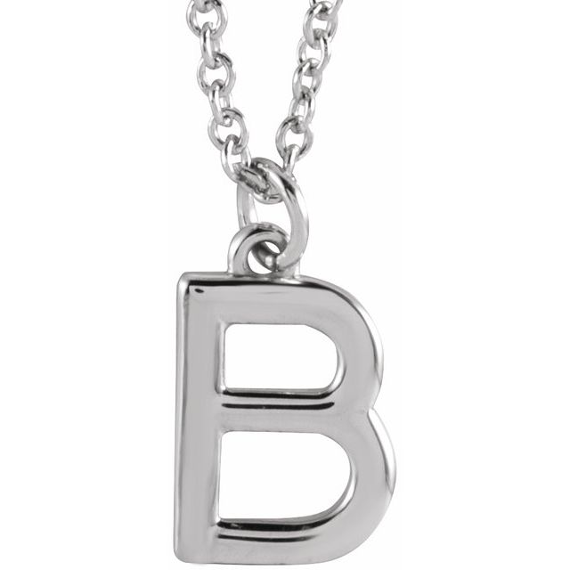 14K White Initial B Dangle 18" Necklace