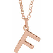 14K Rose Initial F Dangle 16" Necklace