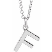 14K White Initial F Dangle 16" Necklace