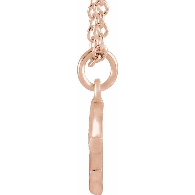 14K Rose Initial F Dangle 16" Necklace