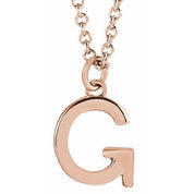 14K Rose Initial G Dangle 18" Necklace