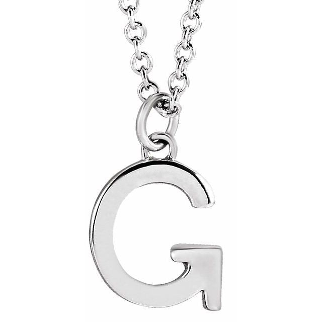 14K White Initial G Dangle 16" Necklace