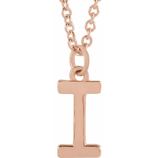 14K Rose Initial I Dangle 16" Necklace