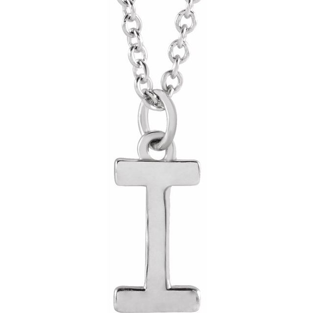 14K White Initial I Dangle 16" Necklace