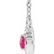 Sterling Silver 5x3 mm Natural Pink Tourmaline & .05 CTW Natural Diamond 16" Necklace