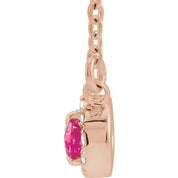 14K Rose 5x3 mm Natural Pink Tourmaline & .05 CTW Natural Diamond 16" Necklace