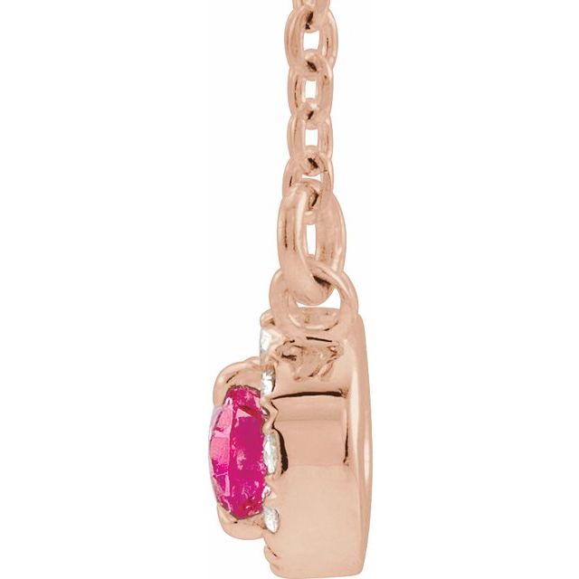 14K Rose 6x4 mm Natural Pink Tourmaline & 1/10 CTW Natural Diamond 16" Necklace