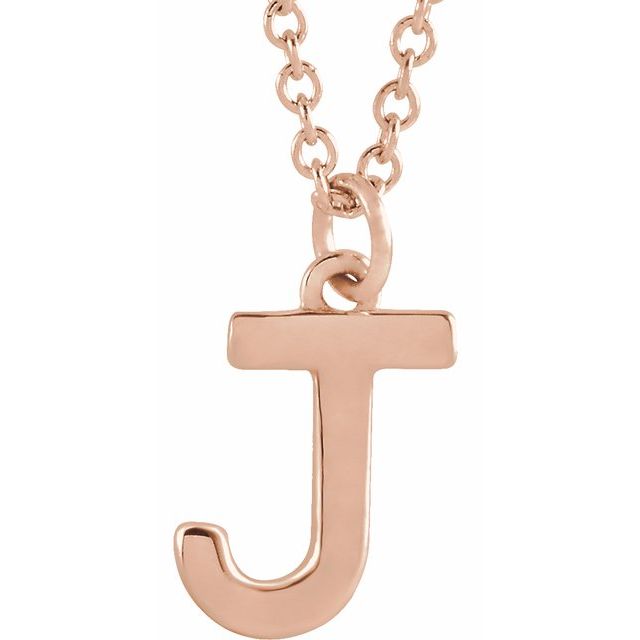 14K Rose Initial J Dangle 16" Necklace