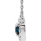 14K Lab-Grown Blue Sapphire & 1/6 CTW Natural Diamond Necklace with 7x5 mm Stone