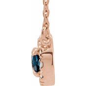 14K Lab-Grown Blue Sapphire 5x3 mm & .05 CTW Natural Diamond Necklace